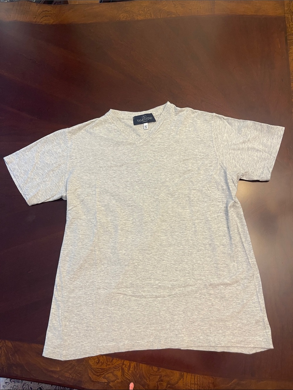 Valentino Jeans Light Heather Gray Short Sleeve V-Neck Tee